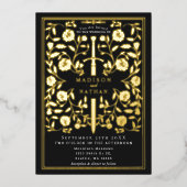 Invitation En Aluminium Mariage d'épée médiévale noire (Recto)