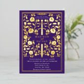 Invitation En Aluminium Mariage d'épée médiévale violette (Debout devant)