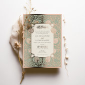Invitation En Aluminium Mariage des accents d'huile d'or Art Nouveau islam