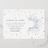 Invitation En Aluminium Mariage des étoiles d'argent de minuit céleste (Recto)