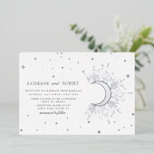 Invitation En Aluminium Mariage des étoiles d'argent de minuit céleste (Debout devant)