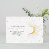 Invitation En Aluminium Mariage des étoiles d'argent de minuit céleste (Debout devant)