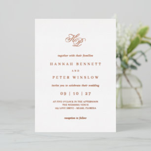Invitation En Aluminium Mariage des initiales du monogramme romantique