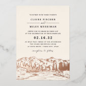 Invitation En Aluminium Mariage d'esquisse de montagne (Recto)