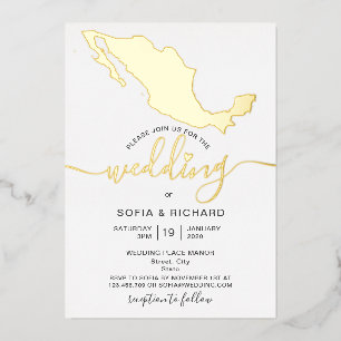Invitation En Aluminium Mariage Destination Mexique Gold Foil Heart