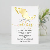 Invitation En Aluminium Mariage Destination Mexique Gold Foil Heart (Debout devant)