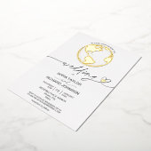 Invitation En Aluminium Mariage Destination World Map Typographie Gold Foi (Rotation)
