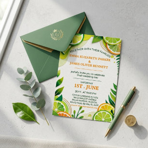 Invitation En Aluminium Mariage d'été Citron vert et Vert Chartreuse