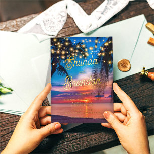 Invitation En Aluminium Mariage d'été élégant sur une plage tropicale avec