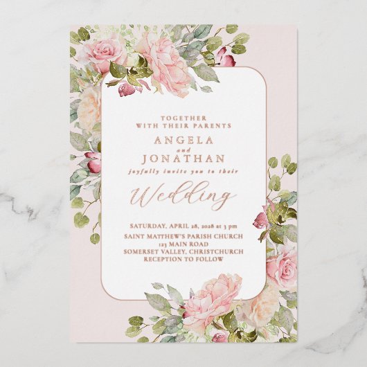 Invitation En Aluminium Mariage d'été Pastel Florals (Recto)