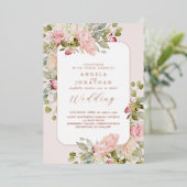 Invitation En Aluminium Mariage d'été Pastel Florals (Debout devant)