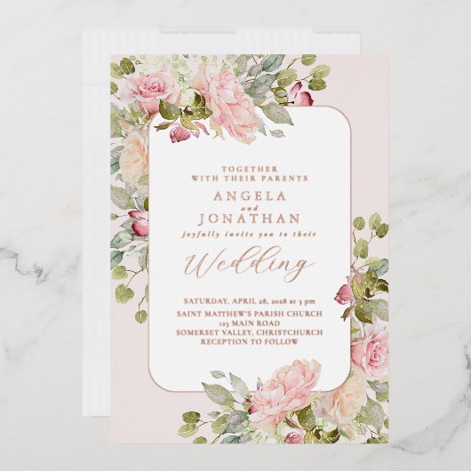 Invitation En Aluminium Mariage d'été Pastel Florals (Enveloppe)