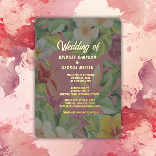 Invitation En Aluminium mariage d'été tropical coloré hawaïen à l'hibiscus