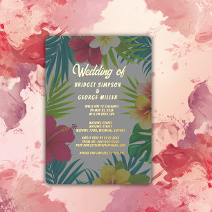 Invitation En Aluminium mariage d'été tropical coloré hawaïen à l'hibiscus