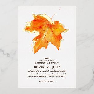Invitation En Aluminium Mariage Devant et Derrière Automne Amour