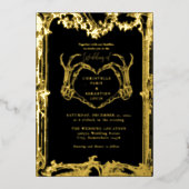 Invitation En Aluminium Mariage d'Halloween rétro crâne gothique (Recto)