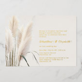 Invitation En Aluminium Mariage d'herbe Boho Pampas (Recto)