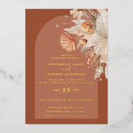 Invitation En Aluminium Mariage d'herbe en terre cuite bohème moderne