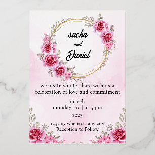 Invitation En Aluminium Mariage d'hiver de Maroon rustique Floral