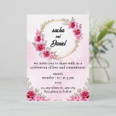 Invitation En Aluminium Mariage d'hiver de Maroon rustique Floral (Debout devant)
