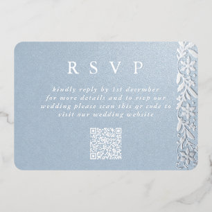 Invitation En Aluminium Mariage d'hiver élégant bleu glace et argent