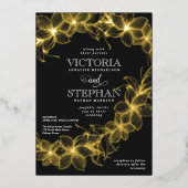 Invitation En Aluminium Mariage d'hiver floral à balayage élégant (Recto)