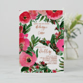 Invitation En Aluminium Mariage d'huile d'anémone aquarelle (Debout devant)
