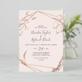 Invitation En Aluminium Mariage d'huile dorée Rose avant et arrière (Debout devant)