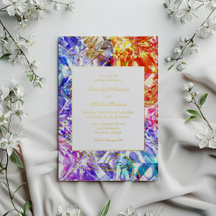 Invitation En Aluminium Mariage Diamant Arc-en-ciel Pierre précieuse Fête