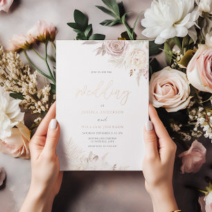 Invitation En Aluminium Mariage Divine Blush & Ivory Dusty Rose Gold Foil