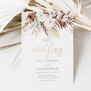 Invitation En Aluminium Mariage Divine Boho Floral Rose Gold Foil