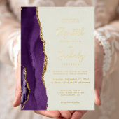 Invitation En Aluminium Mariage d'ivoire d'agate d'or violet moderne