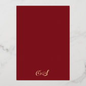 Invitation En Aluminium Mariage d'or à aquarelle florale bordeaux rustique (Verso)