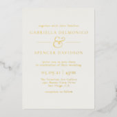 Invitation En Aluminium Mariage d'or bleu marine moderne (Recto)
