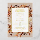 Invitation En Aluminium Mariage d'or d'automne moderne (Recto)