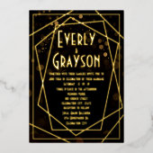 Invitation En Aluminium Mariage d'or de trame Abstrait géométrique (Recto)