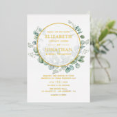 Invitation En Aluminium Mariage d'or géométrique Eucalyptus (Debout devant)
