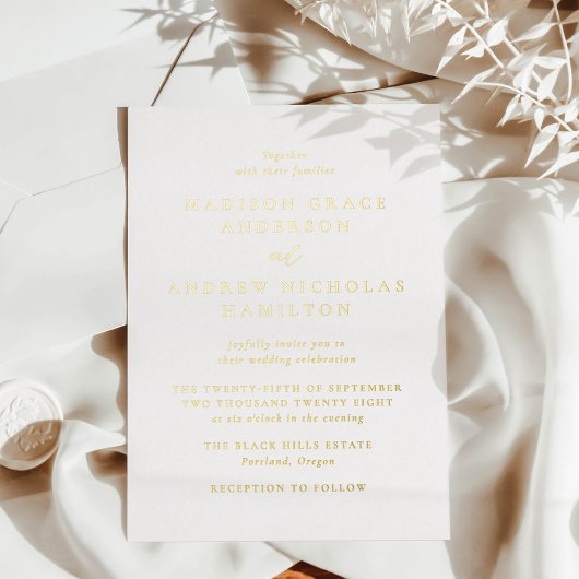 Invitation En Aluminium Mariage d'or minimal moderne