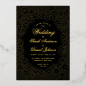 Invitation En Aluminium Mariage d'or noir cadre floral élégant Script (Recto)