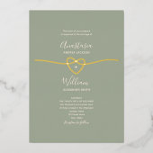 Invitation En Aluminium Mariage d'or Sage Green (Recto)