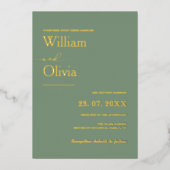 Invitation En Aluminium Mariage d'or Sage Green (Recto)