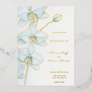 Invitation En Aluminium Mariage d'orchidée bleu doux