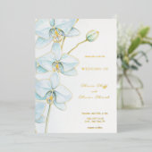Invitation En Aluminium Mariage d'orchidée bleu doux (Debout devant)