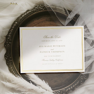 Invitation En Aluminium Mariage double cadre classique en or Enregistrer l