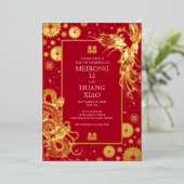Invitation En Aluminium Mariage Dragon Phénix Chinois (Debout devant)