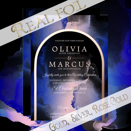 Invitation En Aluminium Mariage Dreamy Royal Blue Blush de papier d'alumin