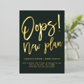 Invitation En Aluminium Mariage du nouveau plan vert or modifier la date (Debout devant)