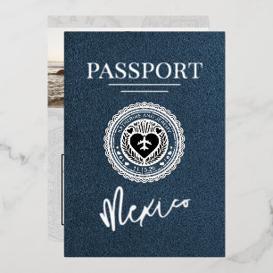 Invitation En Aluminium Mariage du passeport bleu de la marine mexicaine