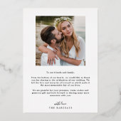 Invitation En Aluminium Mariage écrit à la main merci superposition (Verso)