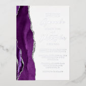 Invitation En Aluminium Mariage écriture argent violet Agate (Recto)